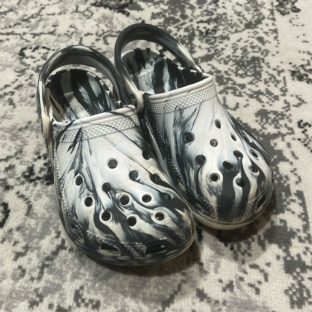 Black and white crocs